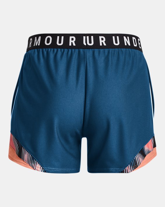 Women's UA Play Up 3.0 Tri Color Shorts in Blue image number 5